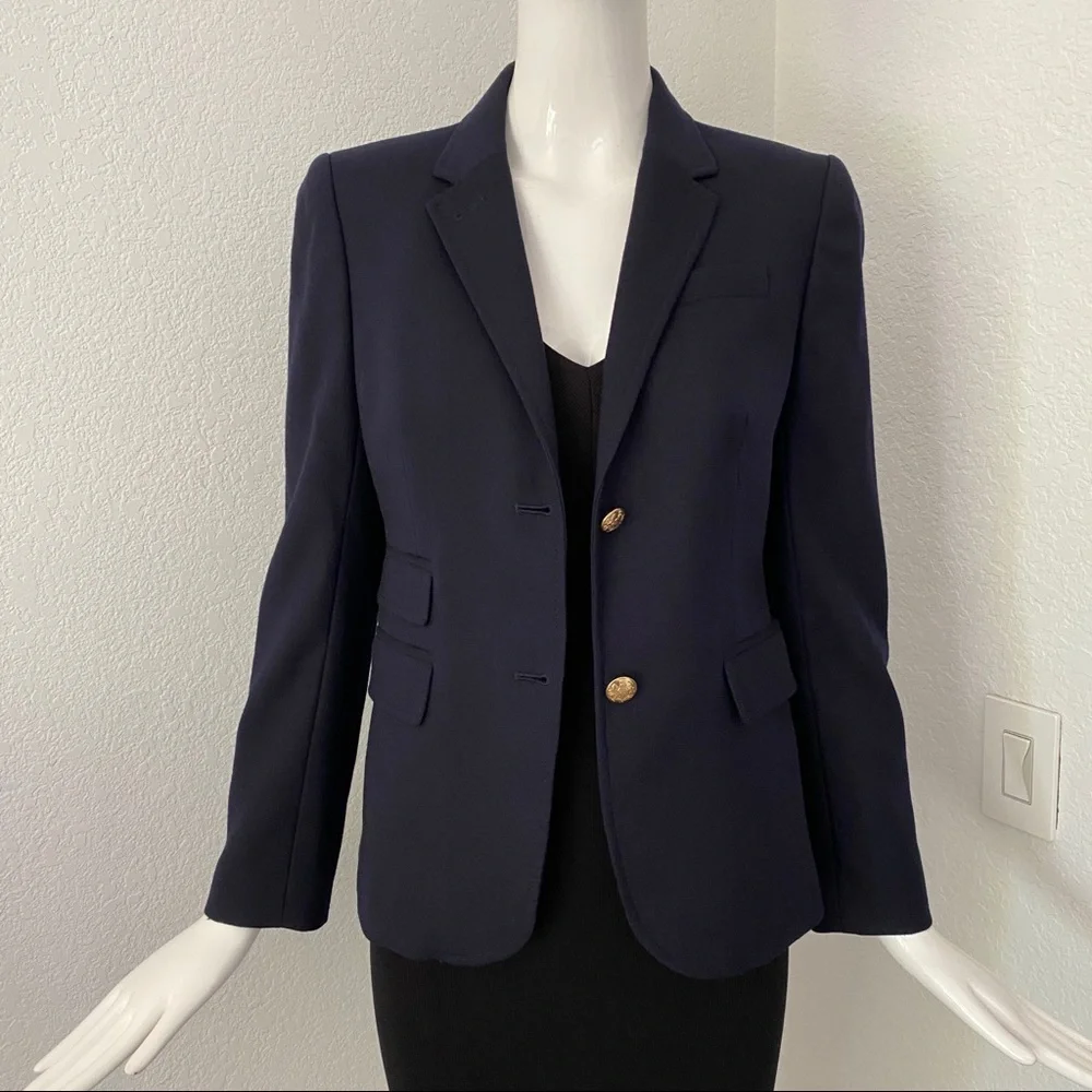 J. Crew navy wool school boy blazer